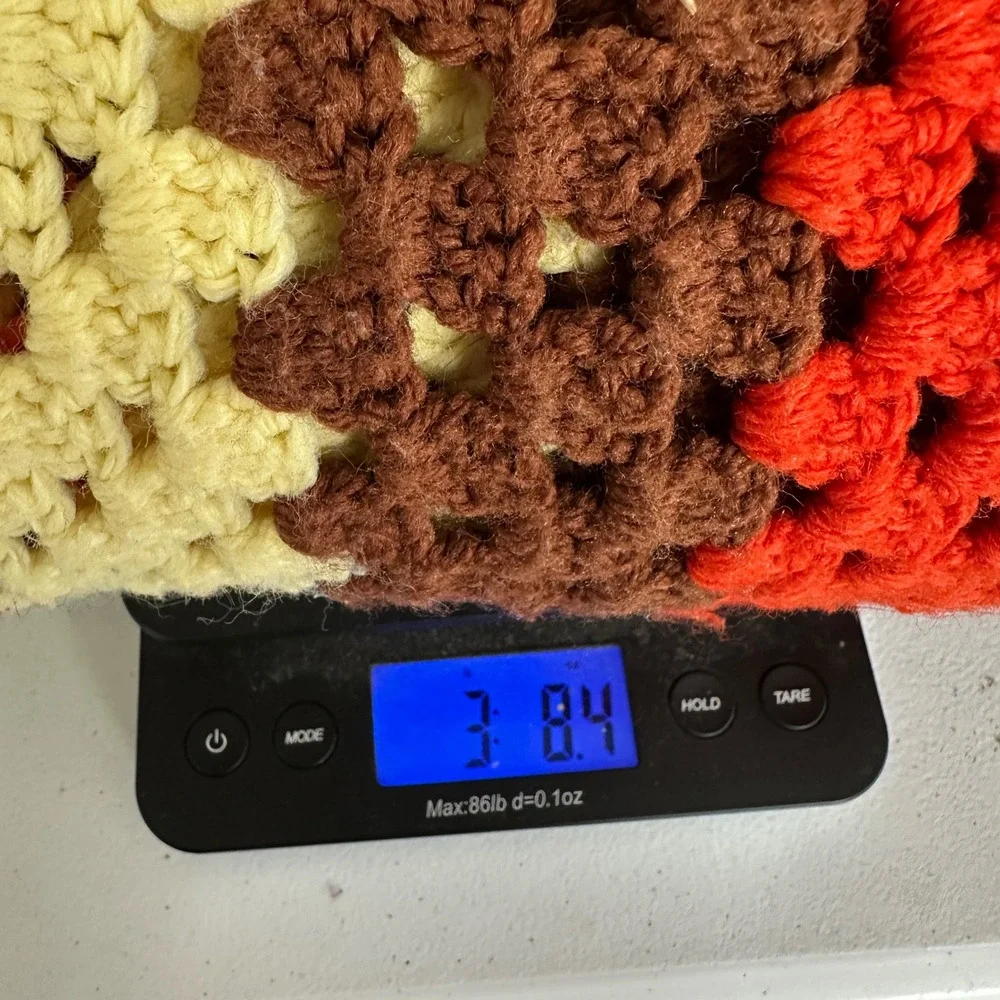 Vintage Granny Square Crochet Blanket Afghan Throw Retro Brown‎ Handmade 68x66